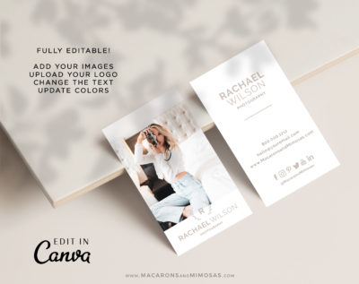 DIY Business Card Template, Photography Photo Business Card Design Template, Modern Editable Business Calling Card, Digital Company Card