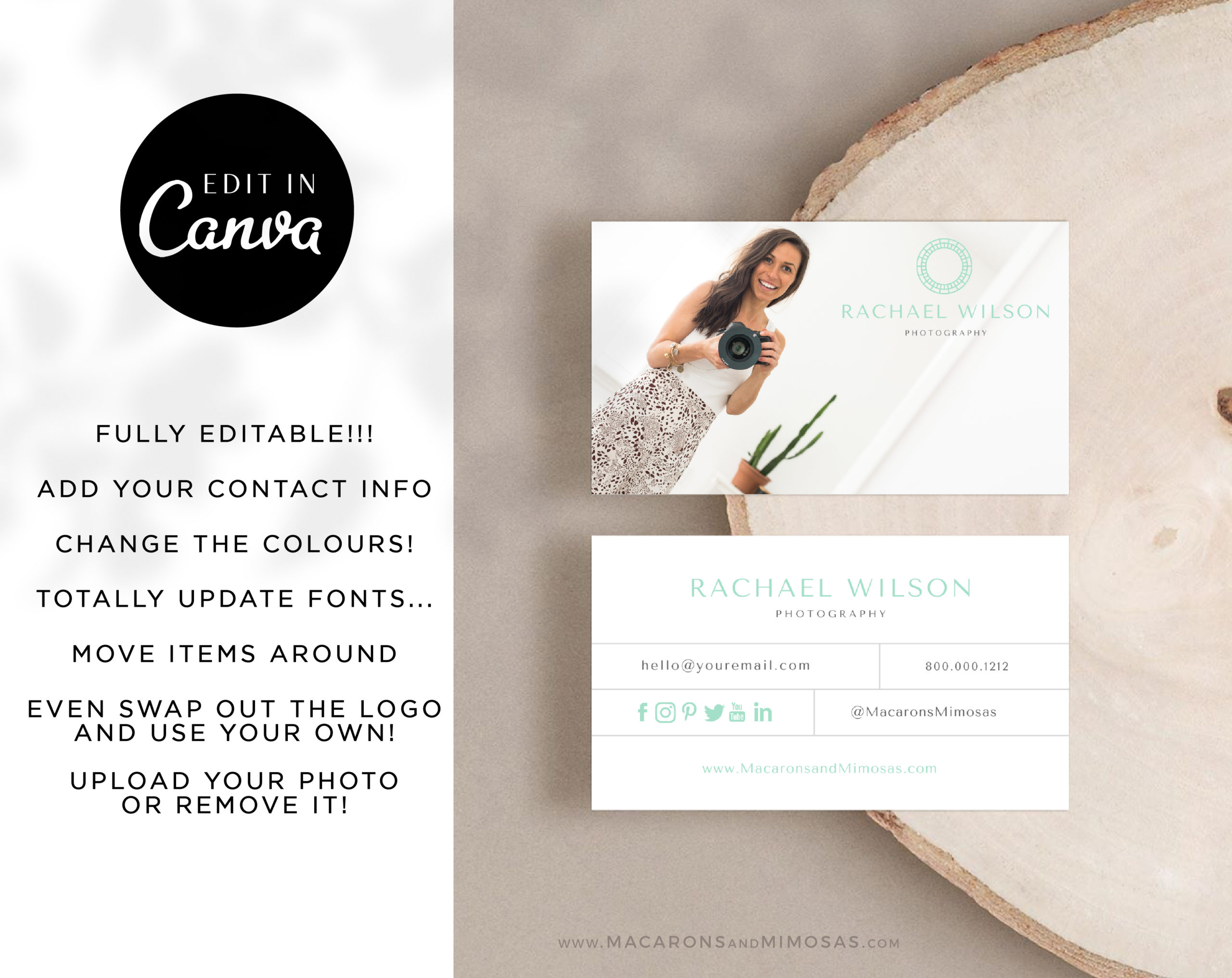 Business Card Design Template, Photography Photo Business Card Template, DIY Modern Real Estate Editable Business Calling Card, Realtor Card