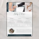 Editorial price list template editable in Canva showing modern pricing layout for photographers and creatives