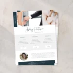 Canva editorial pricing guide template with clean service packages and pricing design