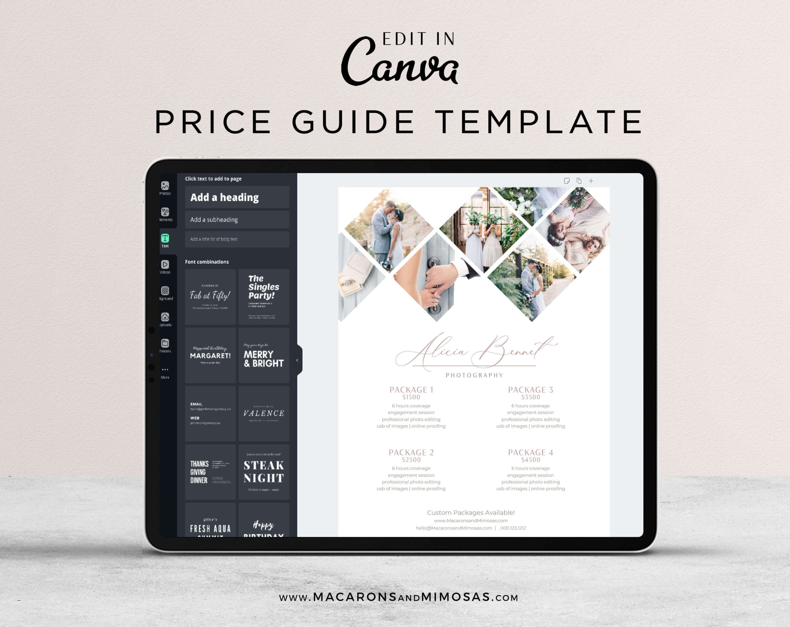 Photography Price List Template Canva