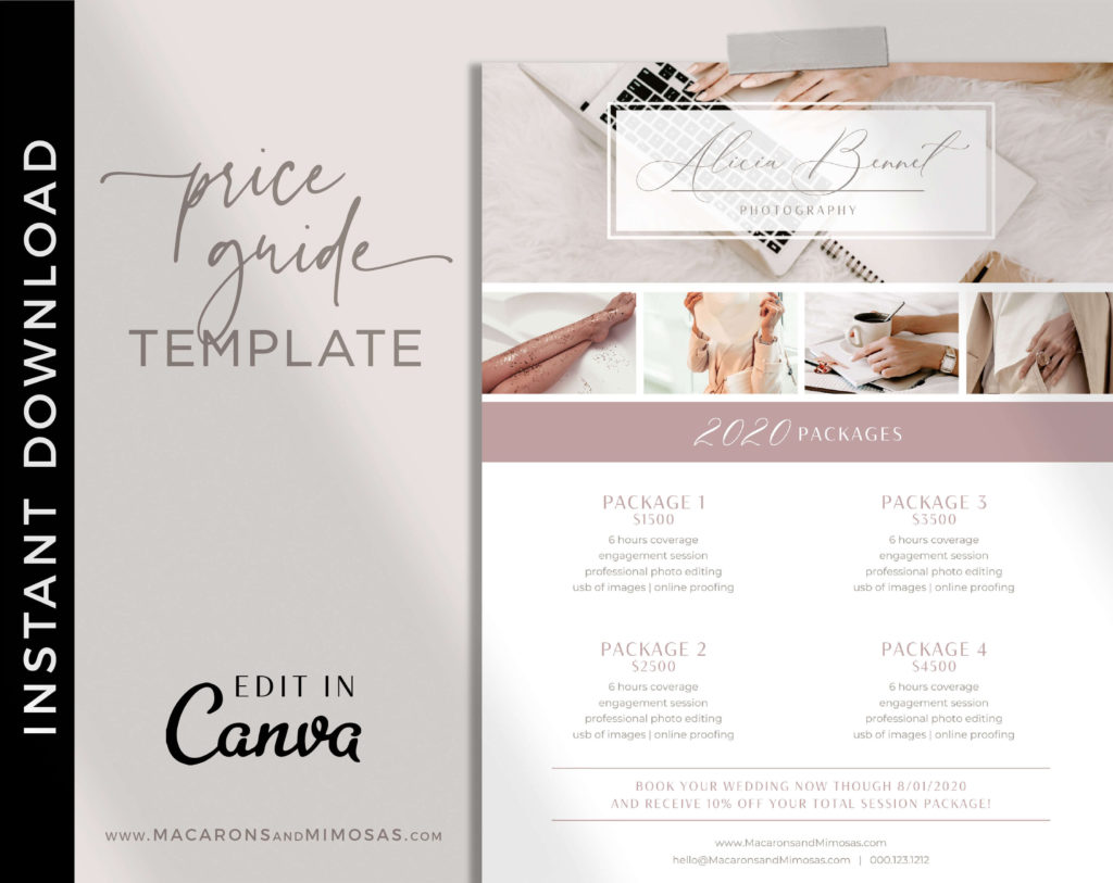 Lola // Photography Price List Template • Macarons and Mimosas