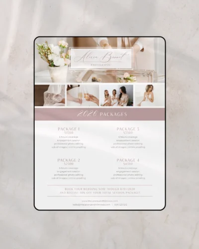 Photography Pricing Guide, Rate Sheet & Welcome Package Template Editable in Canva