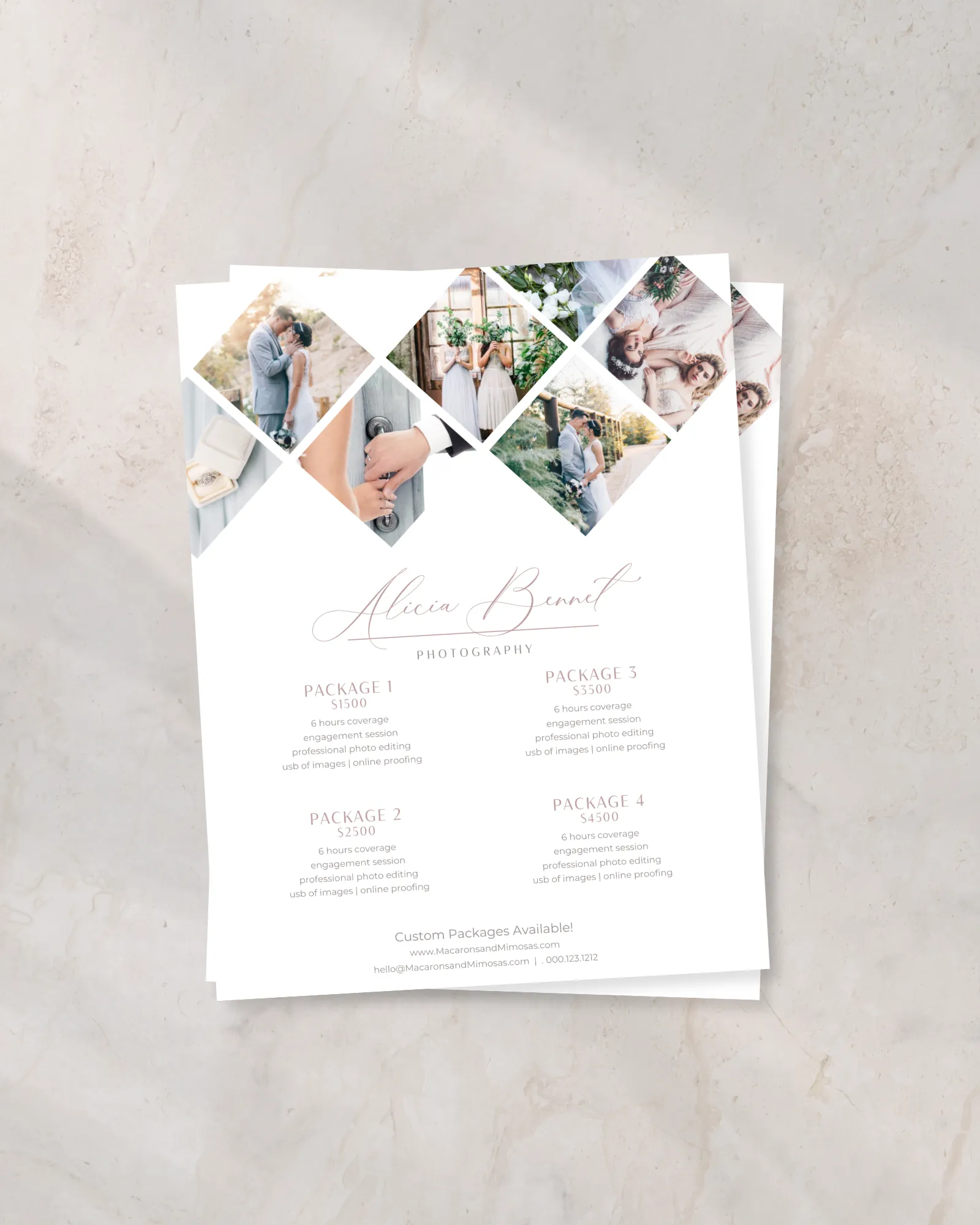 Wedding Photography Pricing Guide, Rate Sheet & Welcome Package Template Editable in Canva