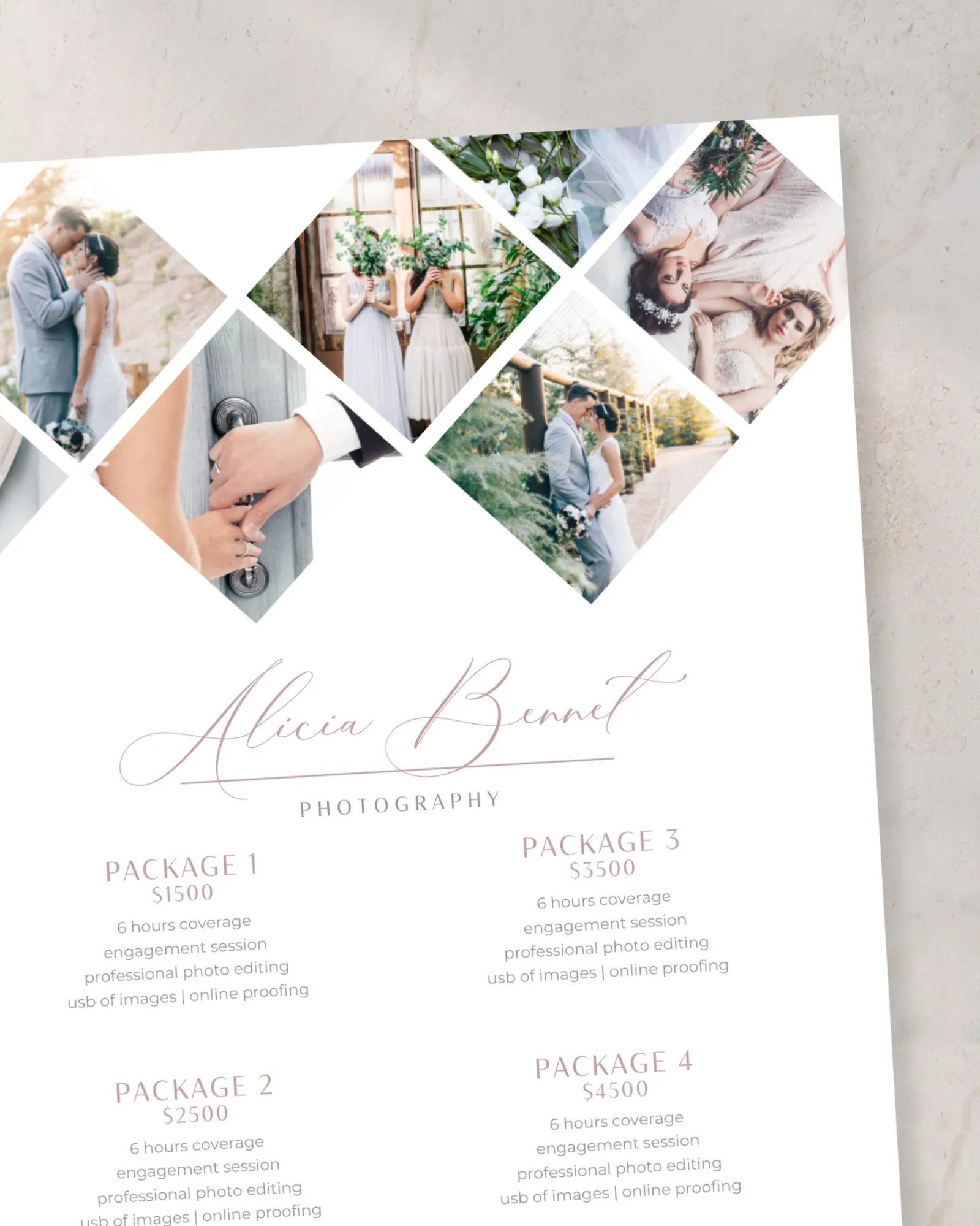 Wedding Photography Pricing Guide, Rate Sheet & Welcome Package Template Editable in Canva