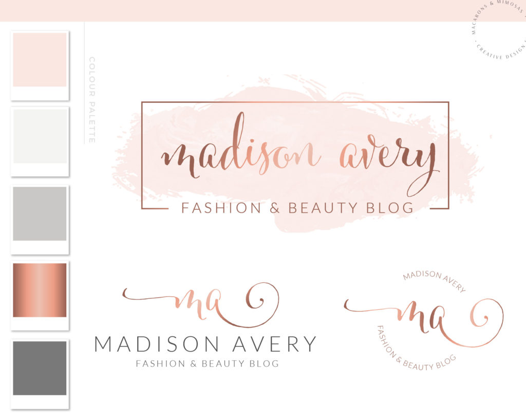 Rose gold Small Business Brand • Macarons and Mimosas