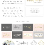 Rose gold Small Business Brand, Semi-custom Photography Watercolor Branding package, Square modern boutique logo design