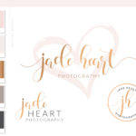 Script Heart Logo Design, business logo design, photography branding package wedding branding package, calligraphy font