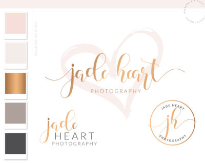 Script Heart Logo Design, business logo design, photography branding package wedding branding package, calligraphy font