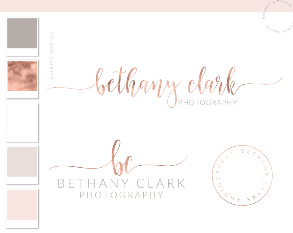 rose gold fancy logo designs • Macarons and Mimosas