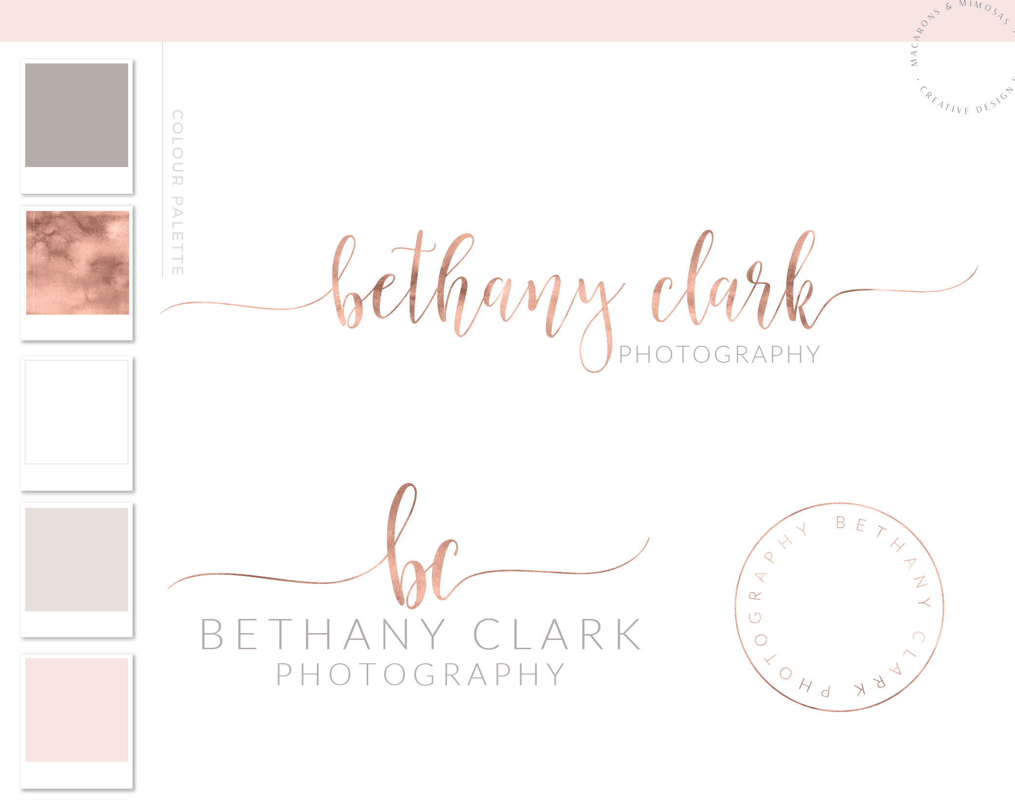 Premade rose gold fancy logo, Photography Brand Package, Photographer Logo Kit, Premade marketing package, Stamp watermark Calligraphy