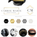 Gold Logo Design, Beauty branding for Lash Salon and Makeup Artist, Brow bar Glitter Branding Kit Package with Logo Watermark