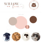 Dog Walking Logo Design with dog bowl and bone for pet sitters, dog walkers, salons nad more Rose gold and Pink by Macarons and Mimosas