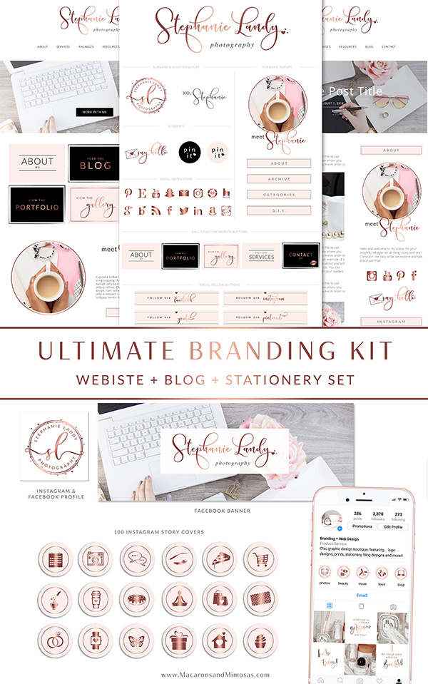 Website Blog Kit • Wordpress Template • Macarons and Mimosas