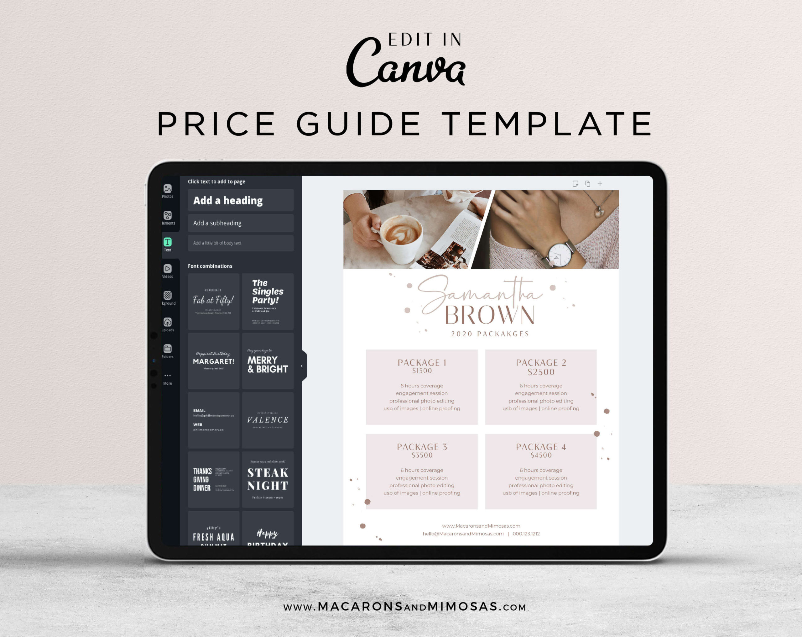 Photography Pricing Template