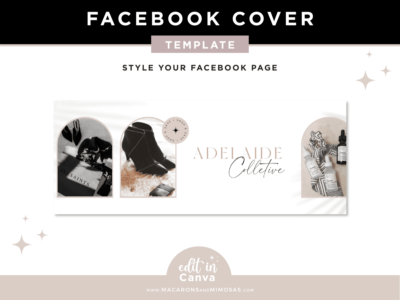 Design your Facebook cover with this customizable Canva template featuring elegant arched image frames. Professionally style your social media.