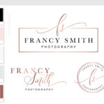 Rose Gold Photography Logo, Semi-custom Etsy Shop Logo Branding, Photography Watermark Calligraphy Design MUA