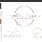 Circle Photography Logo Design, Semi-custom Watercolor Branding kit, Rose Gold Logo, Watermark Stamp branding package, Salon Logo 118