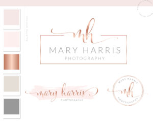 Rose Gold Business Watercolor Logo • Macarons and Mimosas