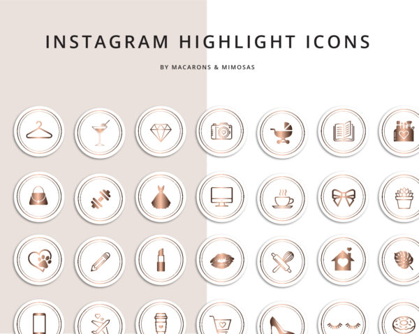 53 Rose Gold Instagram Story Highlights Icons • Macarons and Mimosas