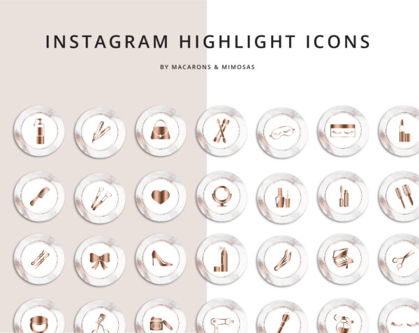 45 Rose Gold Beauty Instagram Story Highlights Icons • Macarons and Mimosas