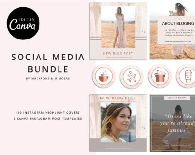 106 Instagram Story Highlights Icons, Rose Gold Watercolor Canva Instagram Template Bundle, Instagram Highlights, Fashion, Beauty, Lifestyle