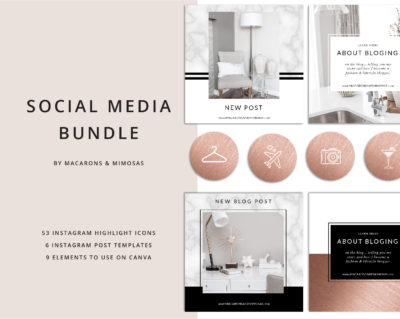 53 Instagram Story Highlights Icons, Rose Gold Marble Instagram Story Template Bundle, Instagram Highlights, Fashion, Beauty, Lifestyle