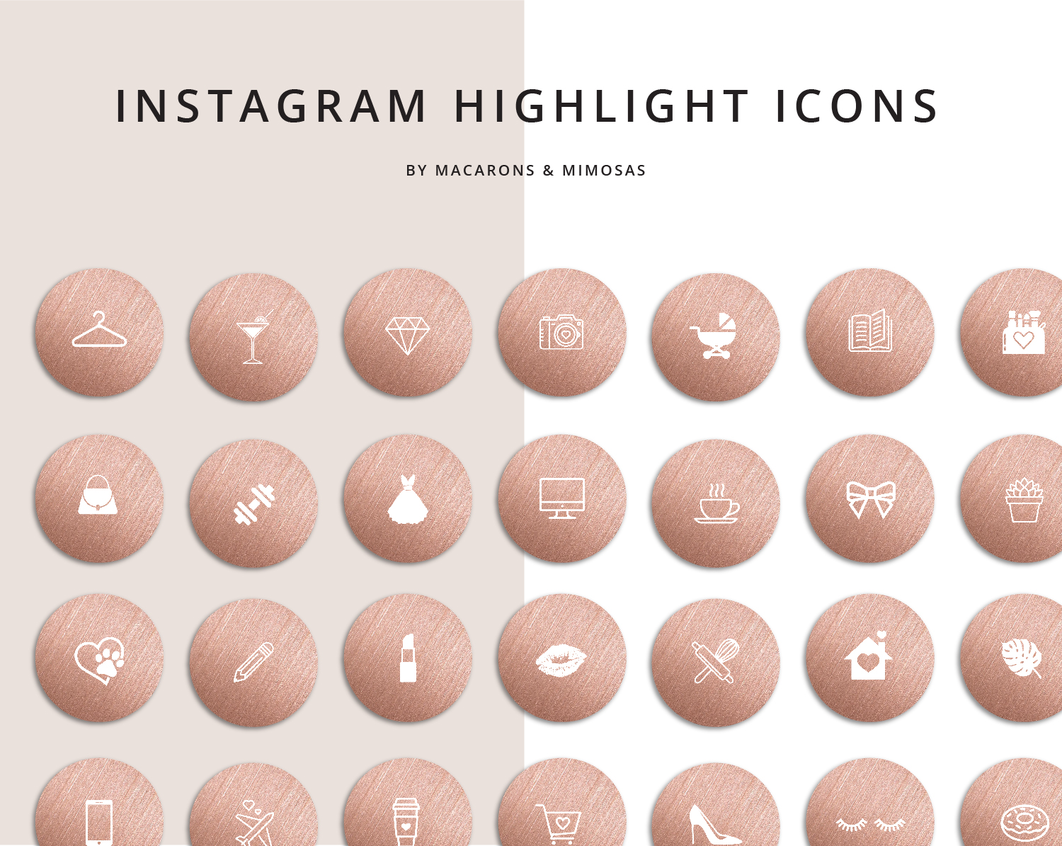53 Rose Gold Foil Instagram Story Highlights Icons Macarons And