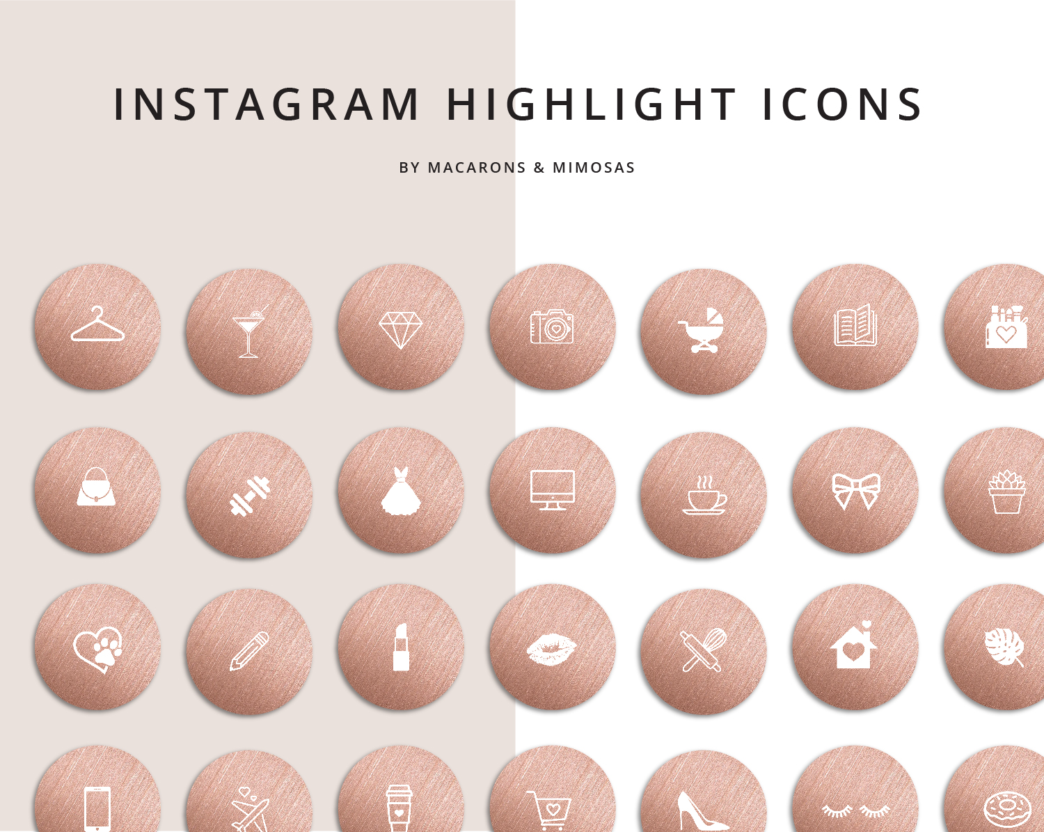 53 Rose Gold Foil Instagram Story Highlights Icons Macarons And Mimosas