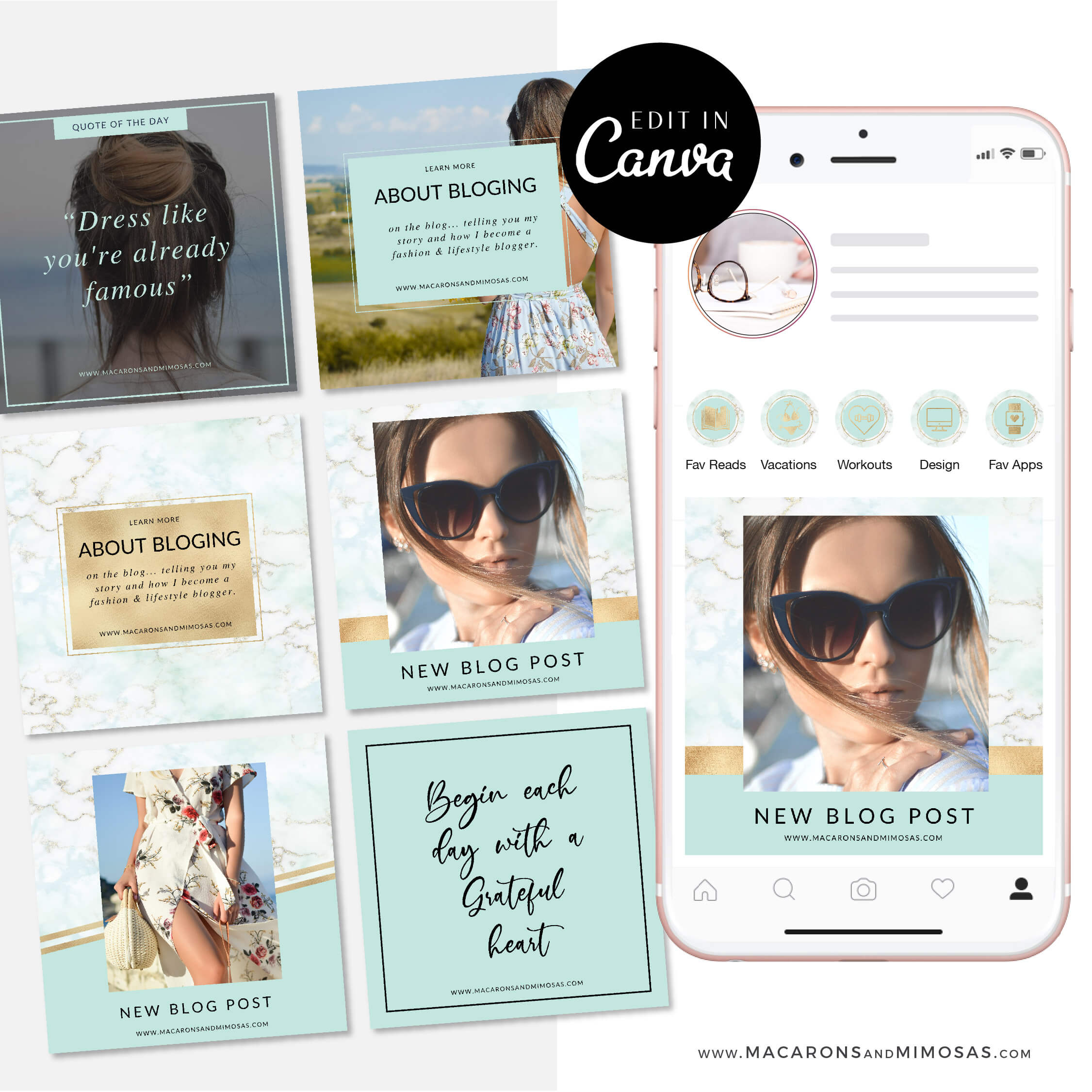 106 Instagram Story Highlight Icons, Aqua Mint Gold Marble Instagram Story Template Bundle, Instagram Highlights, Fashion, Beauty, Lifestyle