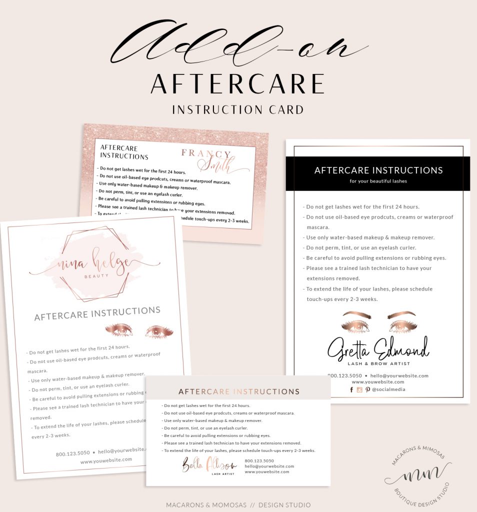 Add-on || Aftercare Instruction Cards • Macarons and Mimosas