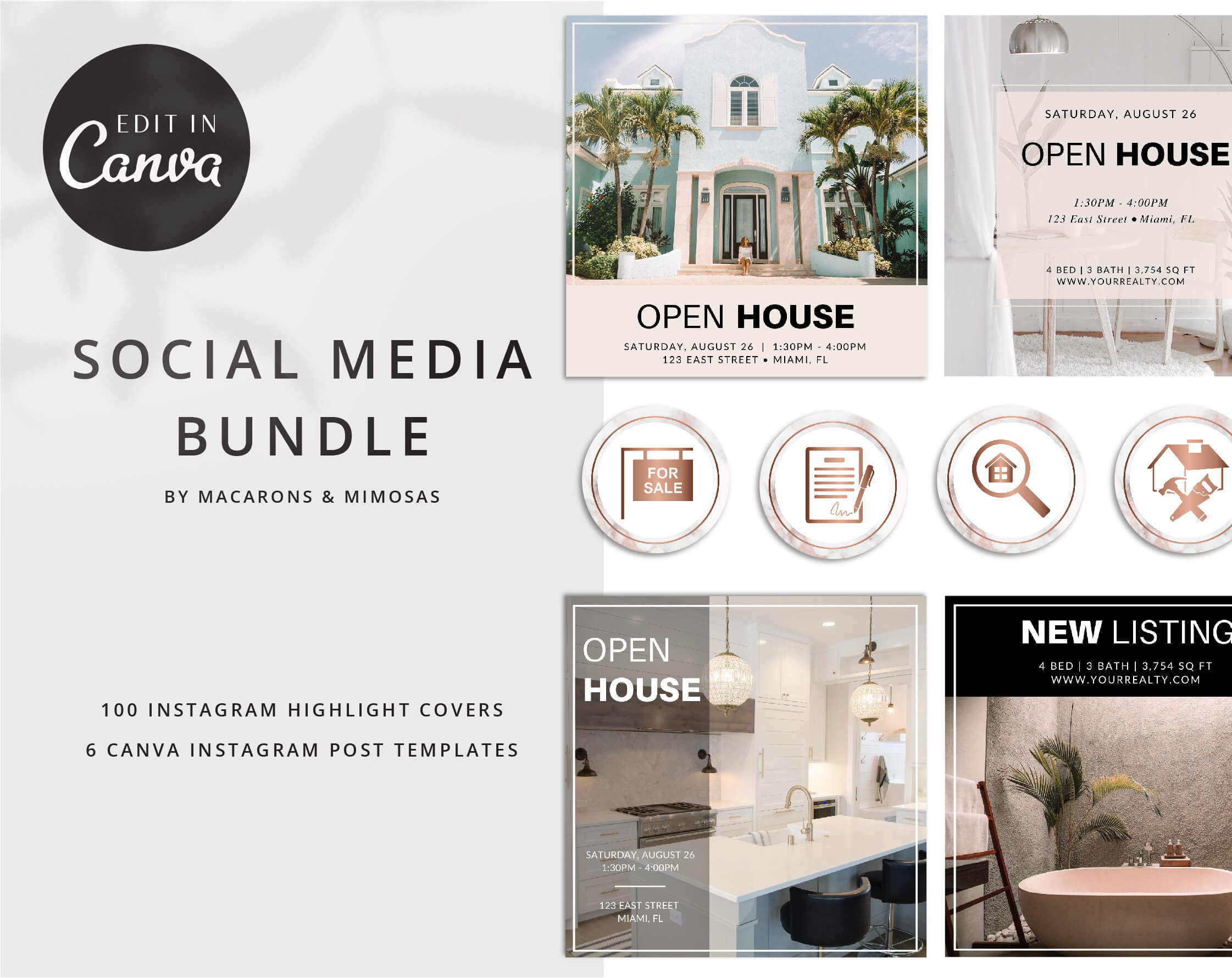 106 Instagram Story Highlights Icons, Rose Gold Marble Instagram Story Template Bundle, Instagram Highlights, Realtor, Real Estate Instagram Highlight Icon Covers, Real Estate Instagram Templates, Realtor Highlight Icon Covers, Realtor Instagram Templates, Realty Social Media