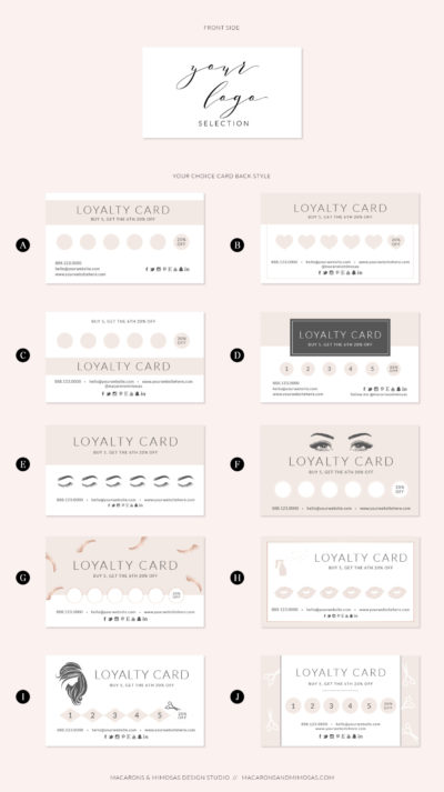 blush rose gold loyalty card, Heart Beauty Salon Loyalty Card, LipSense / Makeup Artist Business Card Loyalty Card