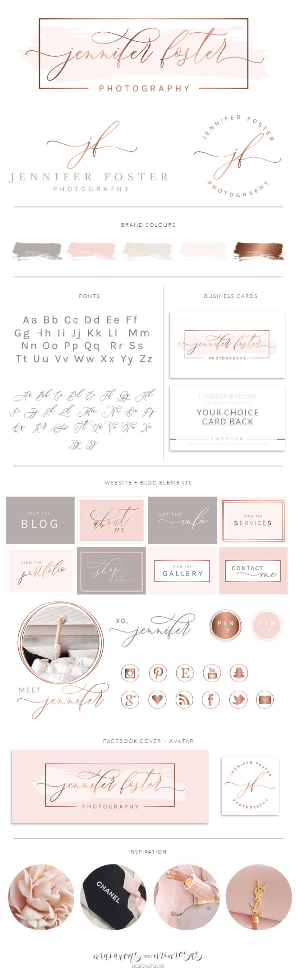 Watercolor Photography logo design • Macarons and Mimosas