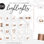 Rose Gold Instagram Highlight Covers, Blush Pink Highlight Icons, Rose gold Instagram Covers, Gold Glitter and Blush Pink IG covers