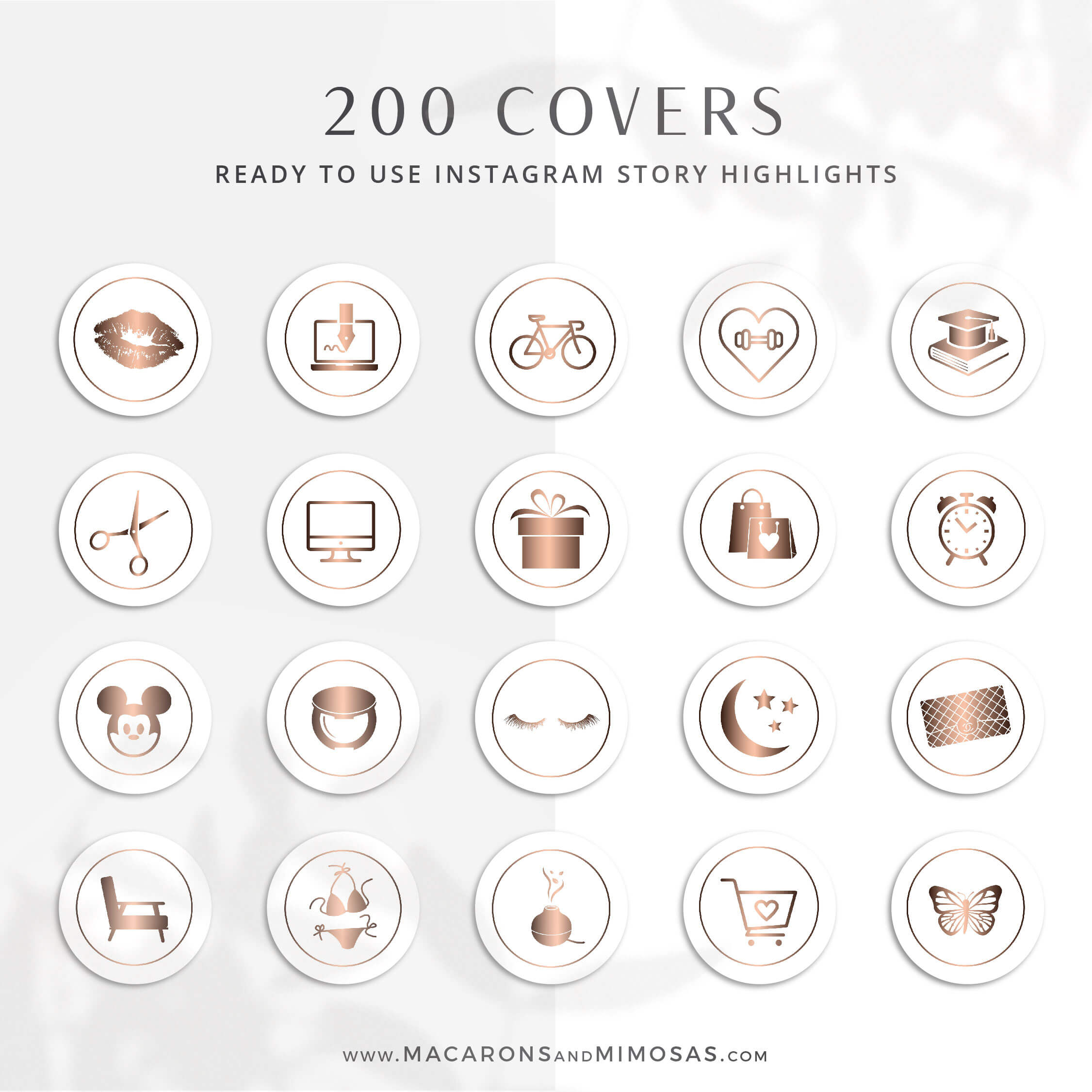 Rose Gold Instagram Highlight Covers, Blush Pink Highlight Icons, Rose gold Instagram Covers, Gold Glitter and Blush Pink IG covers