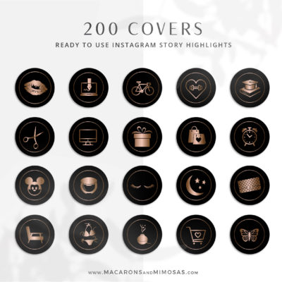 Black Marble Rose Gold Instagram Covers • Macarons and Mimosas