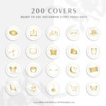 Yellow Gold White Instagram highlight Icon Covers, Blush Pink Icons for Fashion, Beauty and Lifestyle Bloggers and Businesses