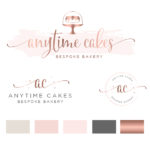 Watercolor Bunt cake logo design branding package from Macarons and Mimosas