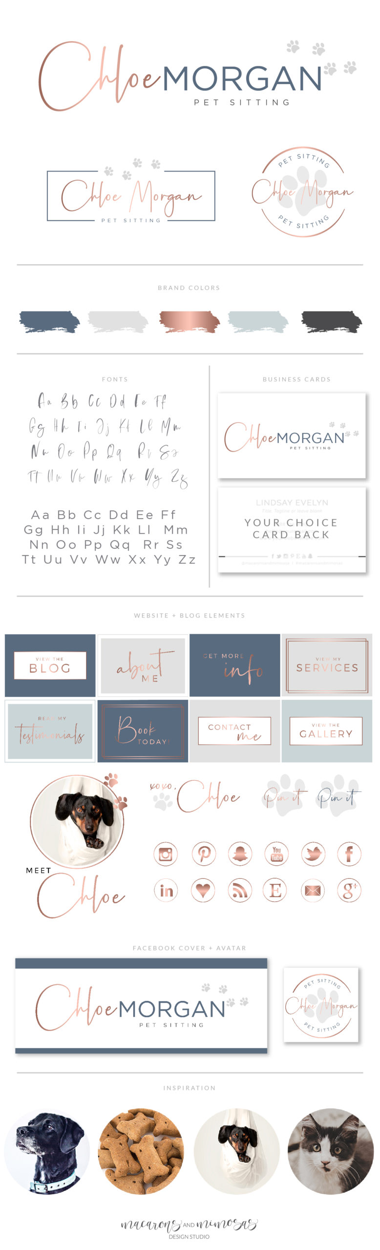 Dog and Cat Pet Sitting Logo Design with Paw Print in Vector by Macarons and Mimosas