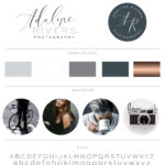 Blue and Rose Gold Premade Logo Design with Calligraphy Font by Macarons and Mimosas