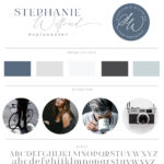 Blue Premade Logo Design with Calligraphy Font by Macarons and Mimosas