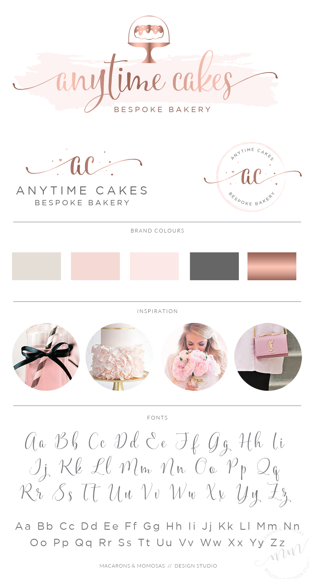 Watercolor Bunt cake logo design branding package from Macarons and Mimosas