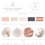 Cupcake Sprinkle Logo with Watercolor background in Rose Gold by Macarons and Mimosas