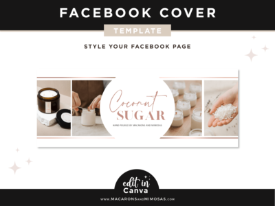 Rose Gold Candle Template Facebook Cover easy to use drag and drop... social media, blog, and website banner editable in Canva.