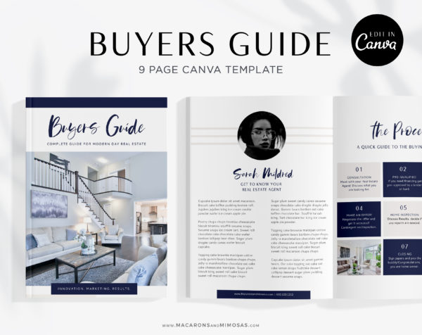 Home Buyers Guide Template, Real Estate Presentation Marketing Listing for Canva, 9 Page Buyer Home Packet with Questionnaire, House Buying Guide