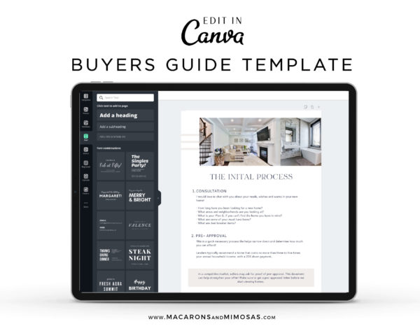 Buyers Guide Template, Real Estate Presentation Marketing Listing for Canva, 9 Page Buyer Home Packet with Questionnaire, House Buying Guide