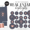 Real Estate Instagram Highlights, Blue Rose Gold Realtor Highlight Icons, Rose Gold Instagram Covers, Real Estate IG Story covers