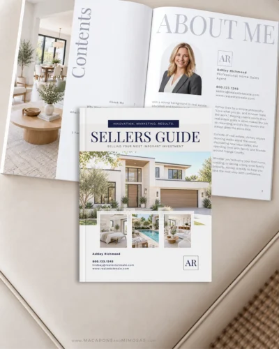 Real Estate Sellers Guide Template for Canva, 16 page Professional Market Listing Presentation Moving and Listing Checklist Guide Packet