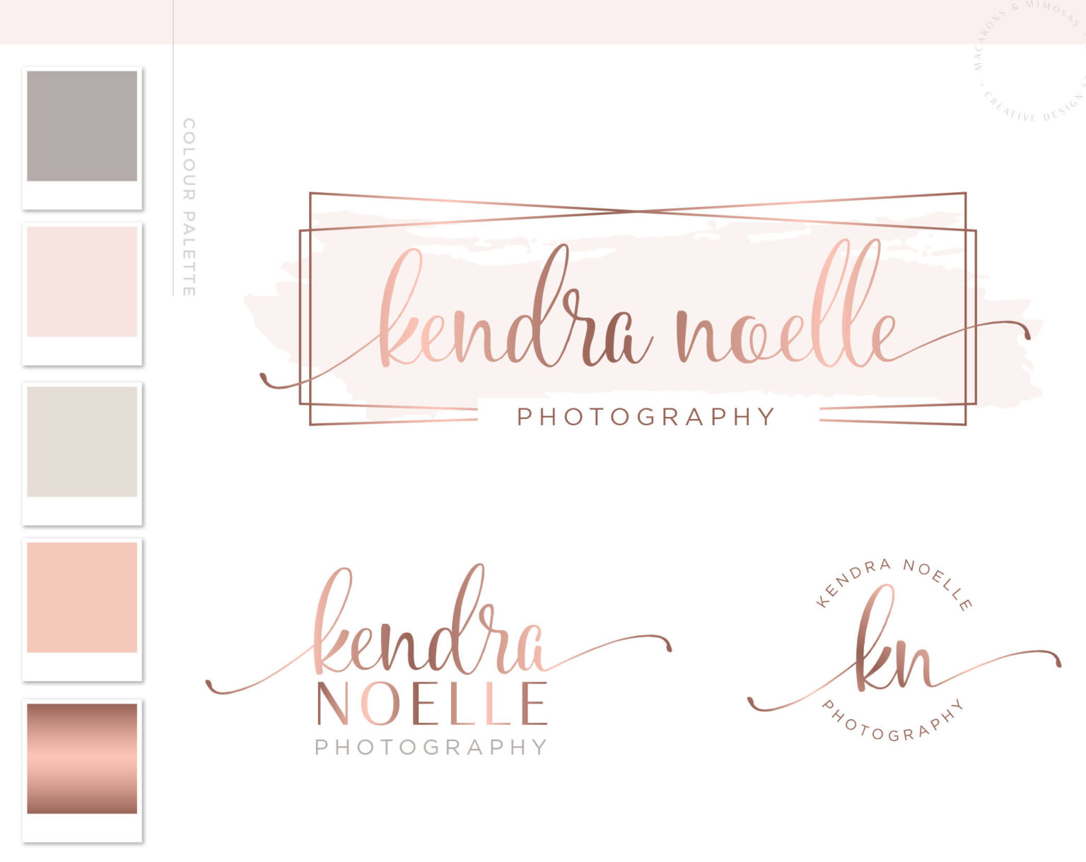 Pink Watercolor Logo Design • Macarons and Mimosas